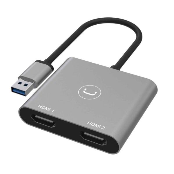 HUB EXTERNO UNNO (HB1102GY) USB-A A DUAL HDMI