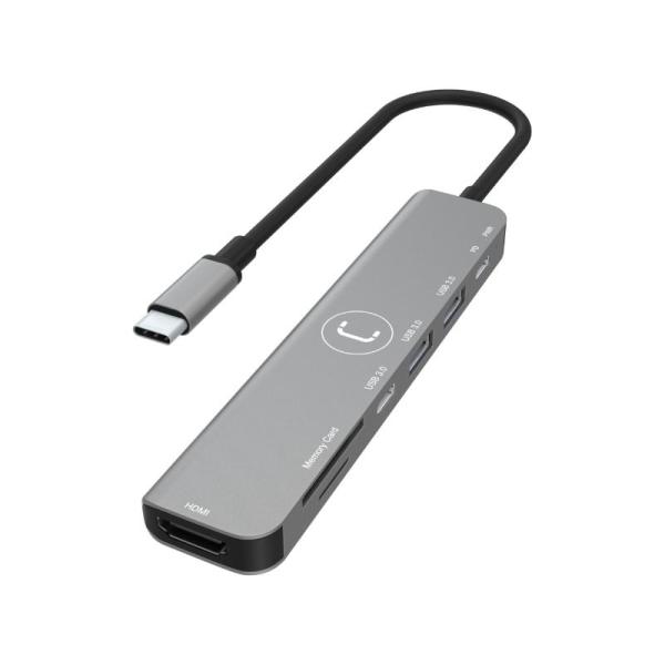 HUB EXTERNO UNNO (HB1107SV) 7 EN 1 USB-C/HDMI/USB/MICRO SD
