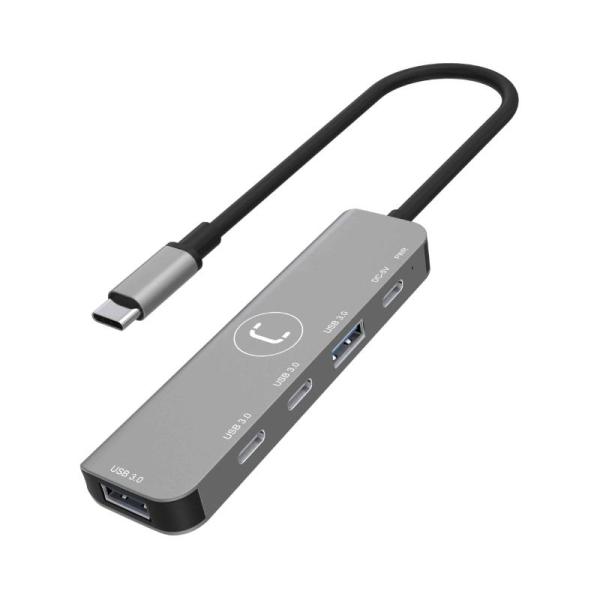 HUB EXTERNO UNNO (HB1012GY) USB-C 4 PUERTOS/2 USB-A/2 USB-C 3.0 NEGRO