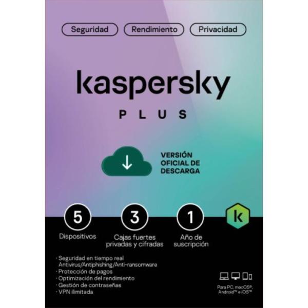 KASPERSKY PLUS 5 DISPOSITIVOS+3KPM 1 A&Ntilde;O (DESCARGA)