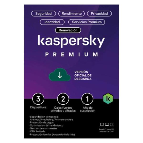 KASPERSKY PREMIUM 3 DISPOSITIVO+2KPM 1 A&Ntilde;O (DESCARGA)