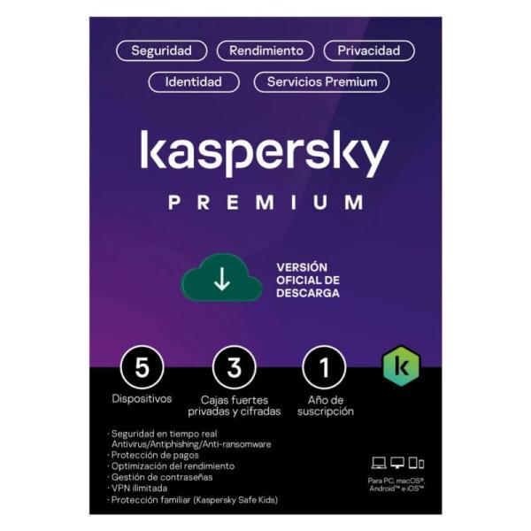 KASPERSKY PREMIUM 5 DISPOSITIVO+3KPM 1 A&Ntilde;O (DESCARGA)
