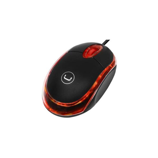 MOUSE UNNO TRANS (MS6501BK) USB 800DPI NEGRO CON LED ROJO