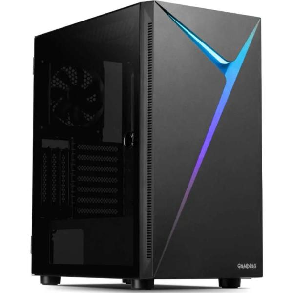 CASE GAMDIAS (ARGUS E4 ELITE) ATX VIDRIO TEMPERADO/NEGRO/1XABANICO