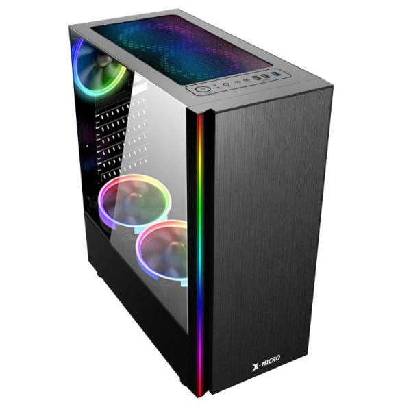 CASE GAMING X-MICRO (S3) VIDRIO TEMPERADO/2XABANICO/ARGB/SIN FUENTE/NEGRO