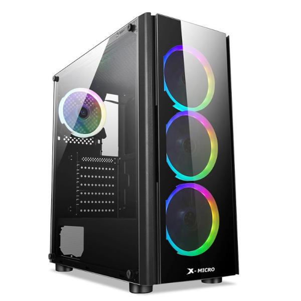 CASE GAMING X-MICRO (S7) VIDRIO TEMPERADO/3XABANICO/ARGB/SIN FUENTE/CON CONTROL