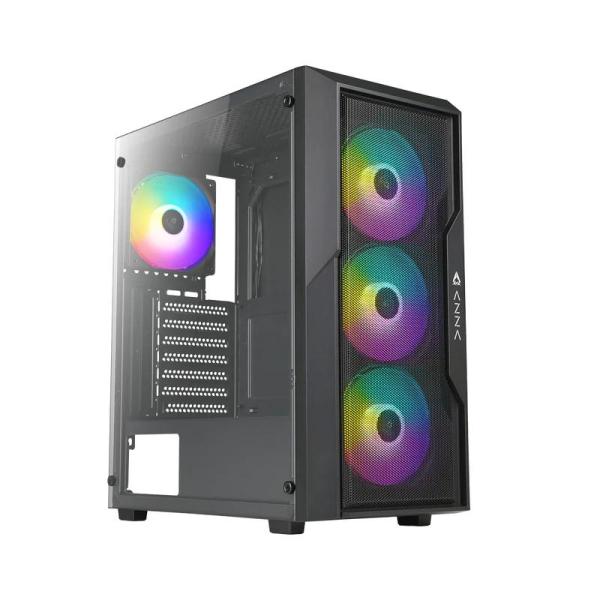 CASE GAMING AZZA (FIGHTER 290) VIDRIO TEMPERADO/ABANICO RGB/SIN FUENTE/NEGRO