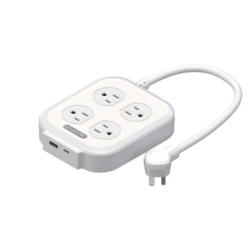CARGADOR DE PARED UNNO (PW5085WT) 20W 4 TOMAS 1USB-A/1USB-C 100/125V BLANCO